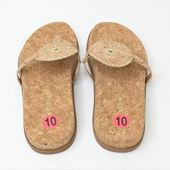 Jack Rogers Collins Cork Sandals, Tan/Gold, Women's 10 - Picture 4 of 6